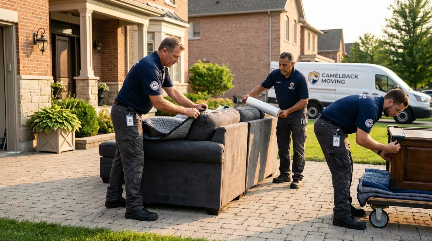 Large estate moving crew wrapping furniture in Thornton, NH